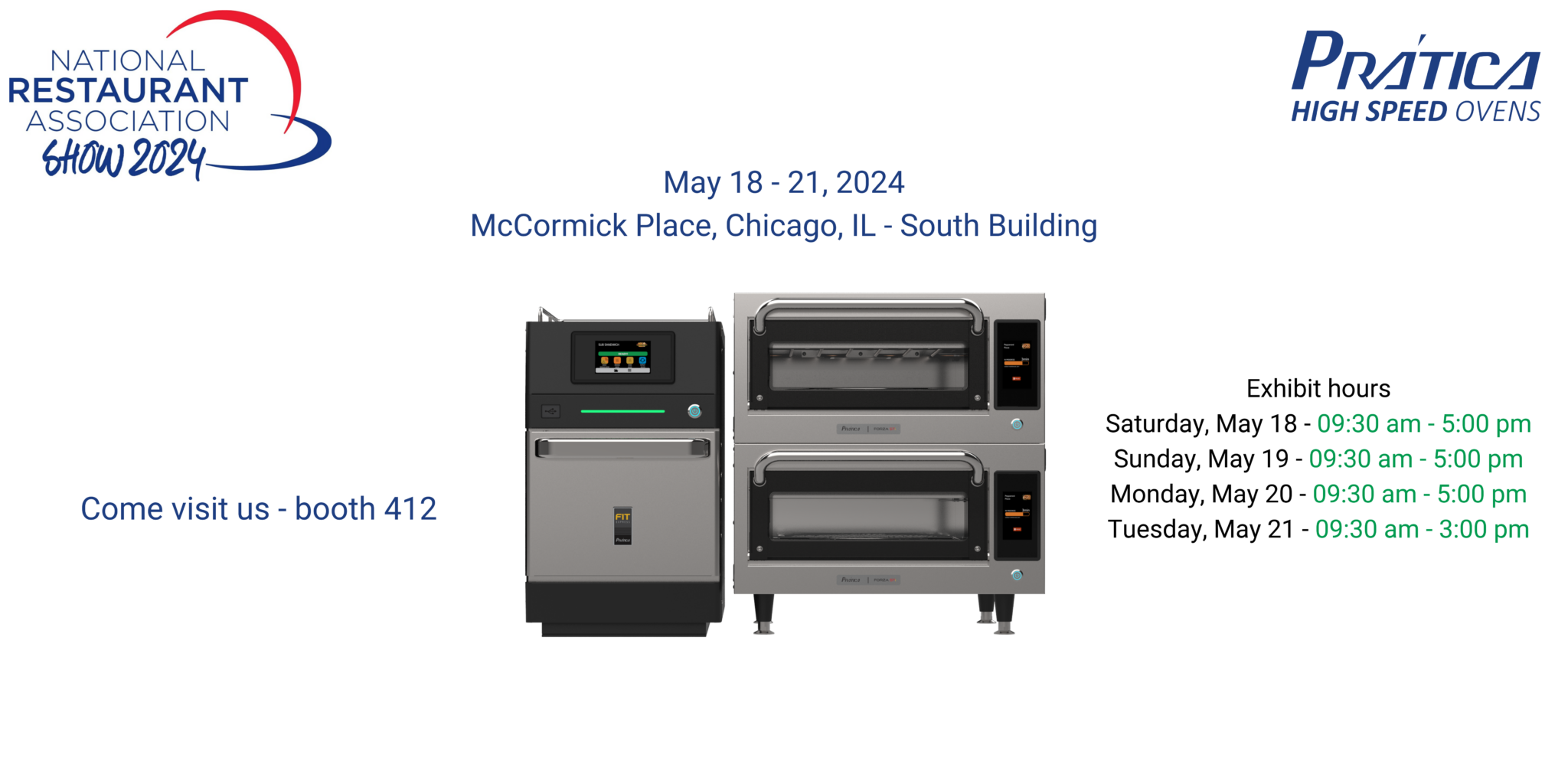 NRA 2024 Prática HighSpeed Ovens Booth 412 Pratica
